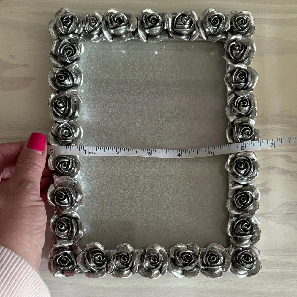 Silver-Tone Rose Dimensional Frame - Decorative Photo Frame‎ for 5